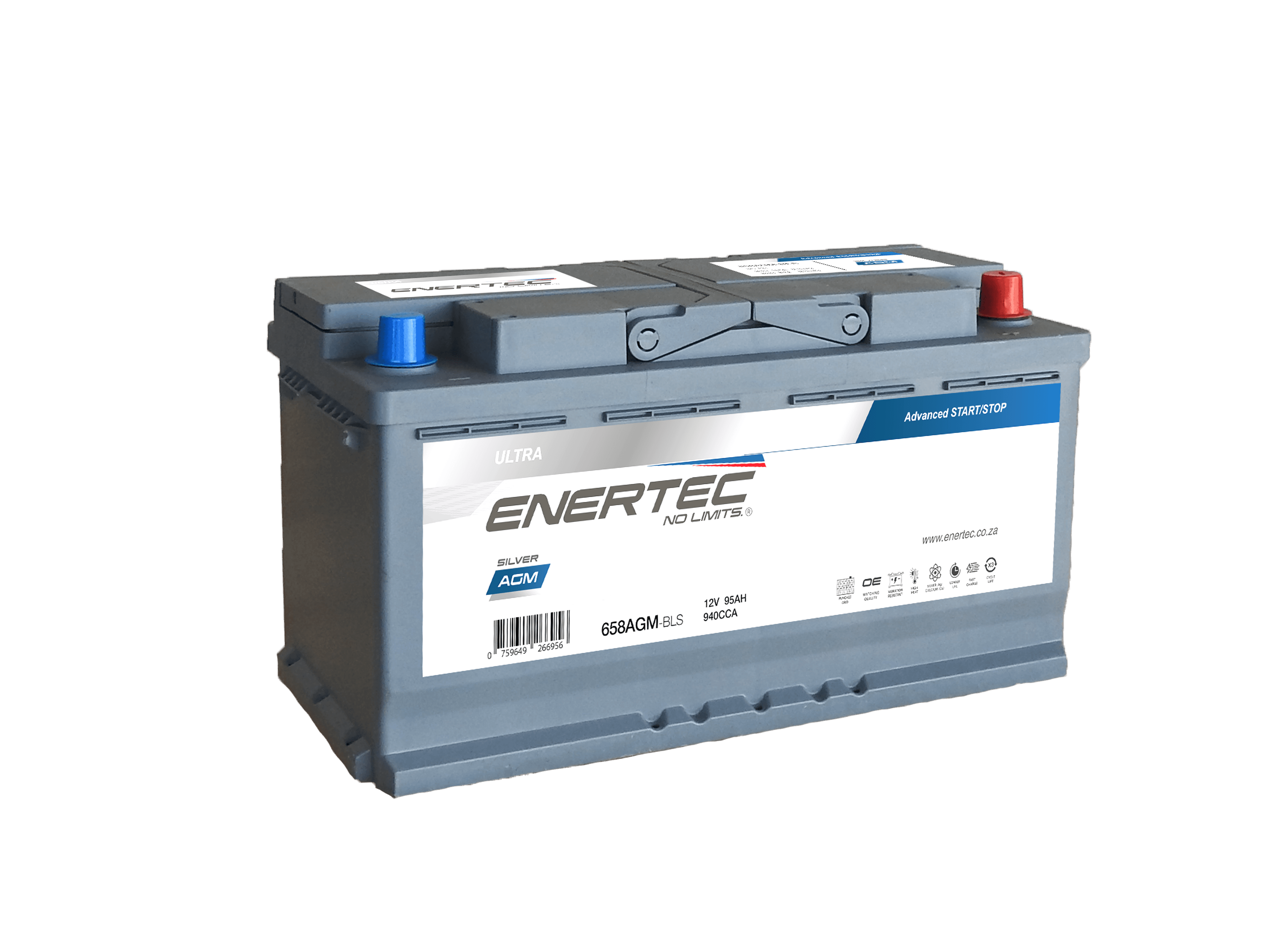 658AGM-BLS 12V 95Ah Enertec Silver Lead-Acid Automotive Battery