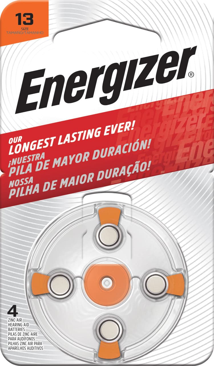 AZ13 Energizer 4 Pack Zero Mercury Hearing Aid Battery